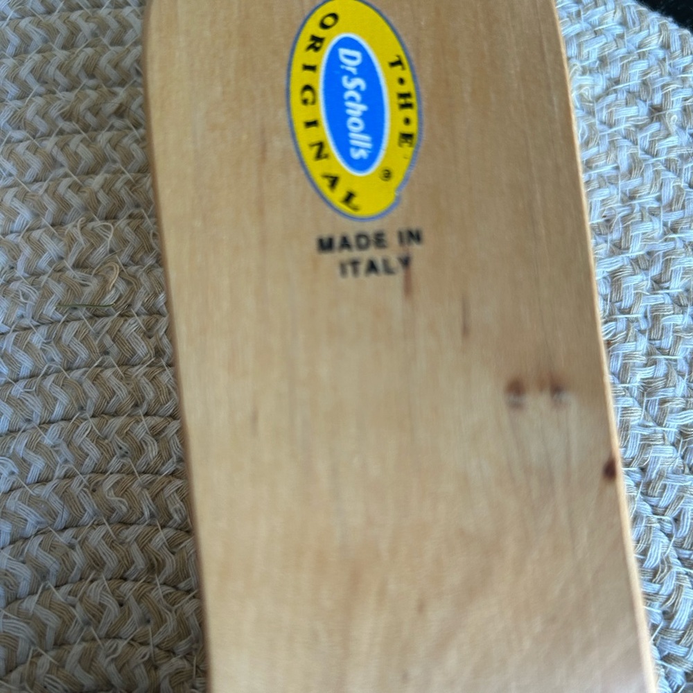 Dr. Scholl's Black Leather Mules with Natural Wood Sole - Picture 5 of 9